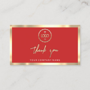 Carte De Visite Merci Business Insertion Logo Gold Red