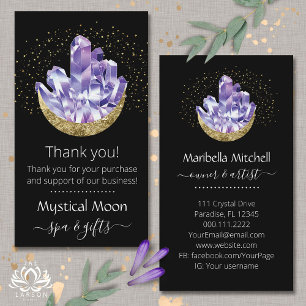 Carte De Visite Merci client Amethyst Crystal Crescent Moon