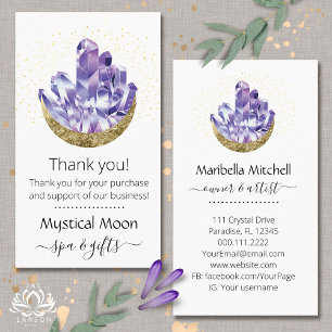 Carte De Visite Merci client Amethyst Crystal Crescent Moon