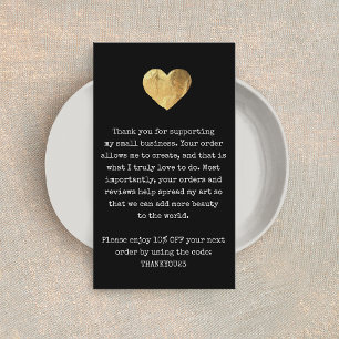 Carte De Visite Merci client Gold Heart