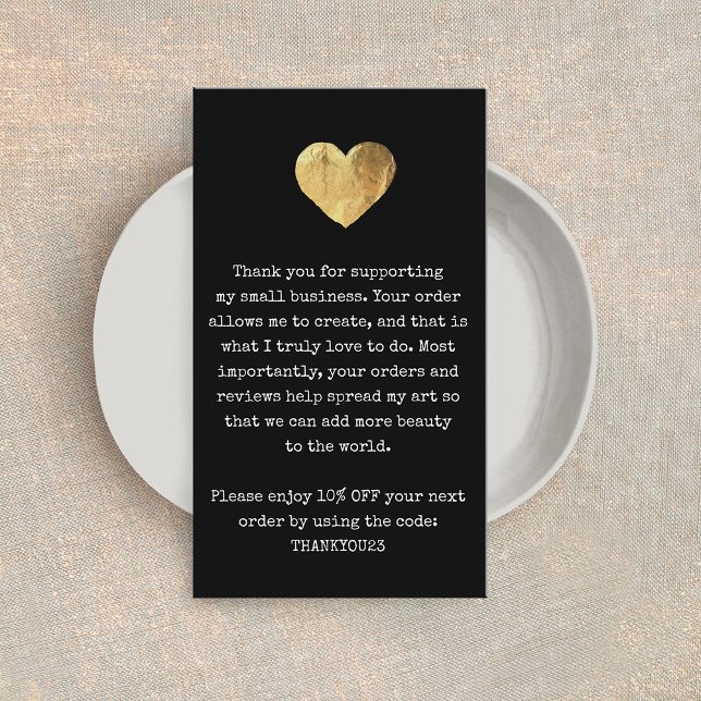 Carte De Visite Merci client Gold Heart (Créateur téléchargé)