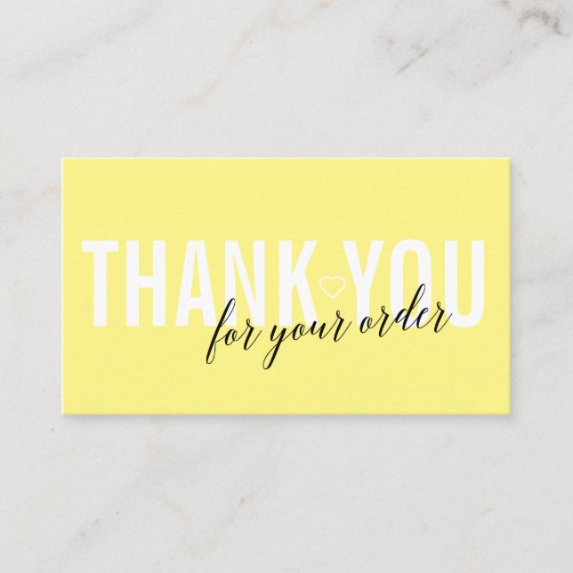 CARTE DE VISITE MERCI CLIENT JAUNE CLAIR POUR VOTRE COMMANDE (Devant)