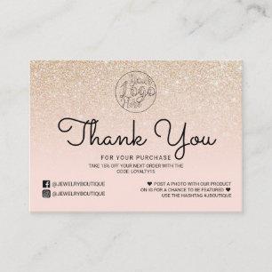 Carte De Visite Merci client Ombre Parties scintillant rose or