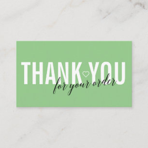 CARTE DE VISITE MERCI CLIENT VERT MINT POUR VOTRE COMMANDE