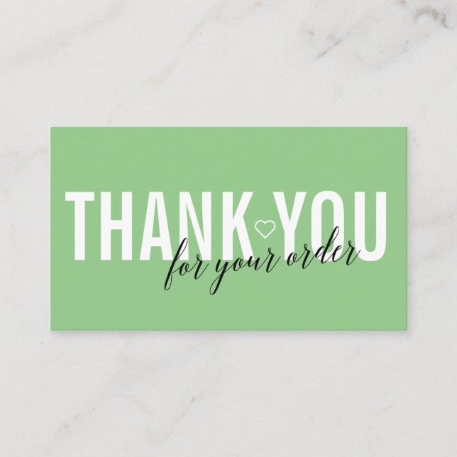 CARTE DE VISITE MERCI CLIENT VERT MINT POUR VOTRE COMMANDE (Devant)