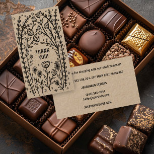 Carte De Visite MERCI Commande rabais Élégant Fleur sauvage Kraft