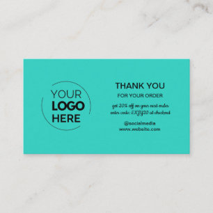 Carte De Visite Merci de commande de logo minimaliste à la menthe 