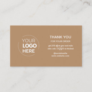 Carte De Visite Merci de commande de logo minimaliste Brown modern