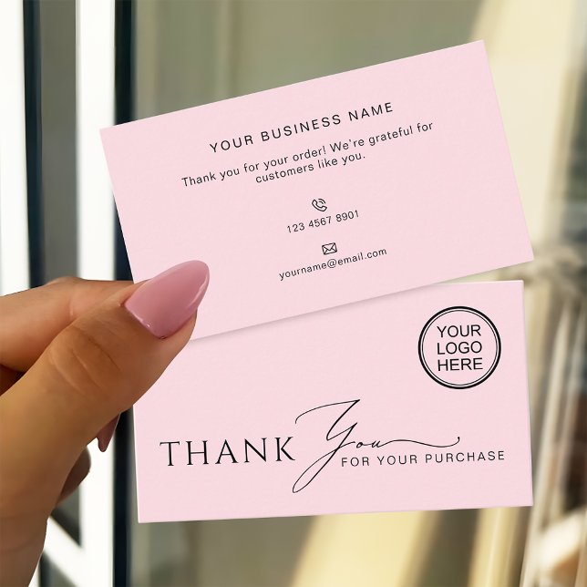Carte De Visite Merci de la boutique moderne rose doux (Créateur téléchargé)
