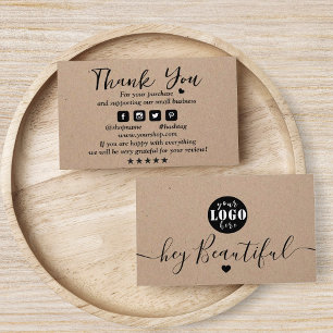 Carte De Visite Merci de logo personnalisé papier Kraft