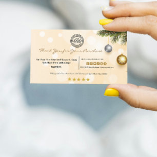 Carte De Visite Merci de Noël pour votre achat avec logo