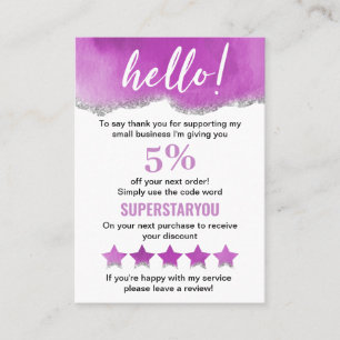 Carte De Visite Merci de Parties scintillant d'argent blanc pourpr