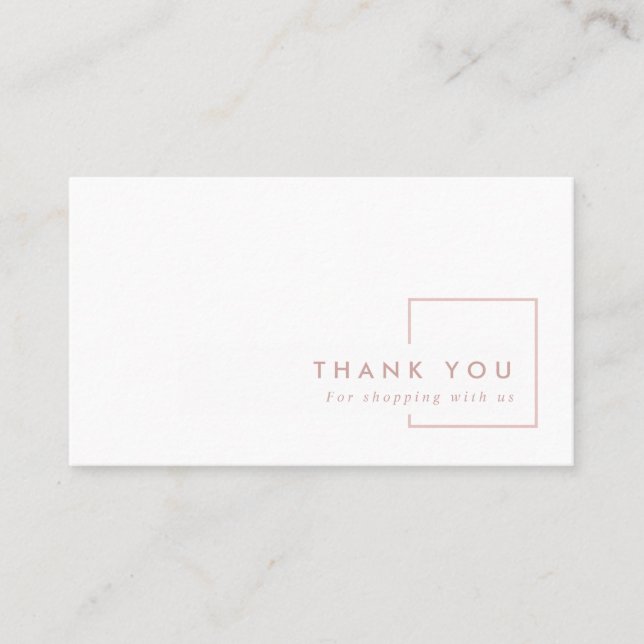 CARTE DE VISITE MERCI DE RECTANGLE NOIR ROSE SIMPLE MINIMAL (Devant)