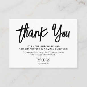 Carte De Visite Merci de script de brosse blanc