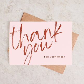 Carte De Visite Merci de script rose et rouge pour votre commande