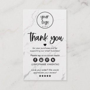 Carte De Visite Merci d'entreprise moderne en marbre pour l'insert