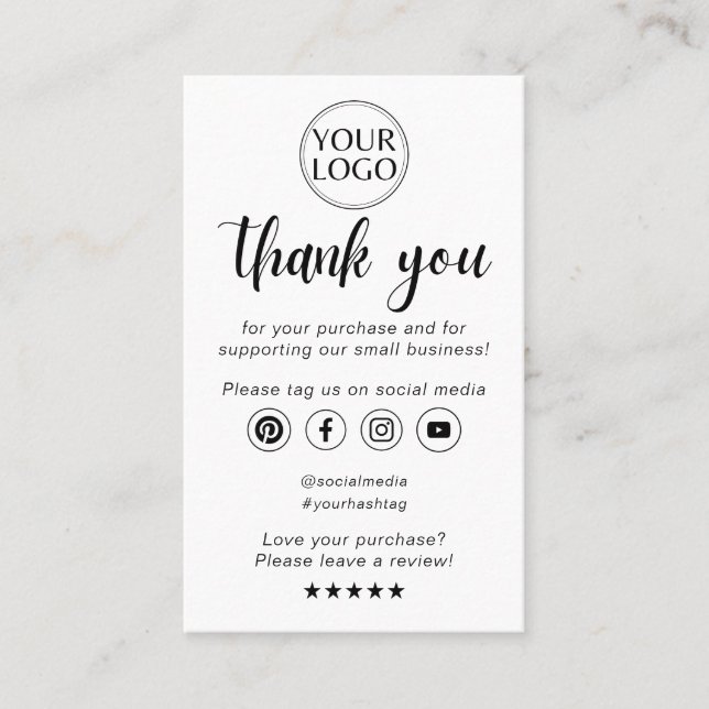 Carte De Visite Merci D'Entreprise Moderne Minimal Pour L'Insertio (Devant)