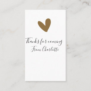 Carte De Visite merci d'être venu/venue nom cœur doré par SMS