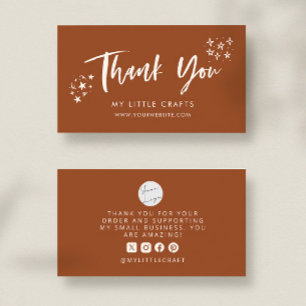 Carte De Visite Merci Doodle Stars Terracotta Entreprise Locale