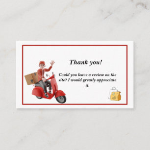 Carte De Visite Merci du pilote de livraison Red Scooter