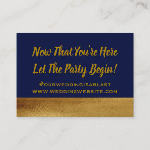 Carte De Visite Merci élégant bleu Hashtag de noce d'or