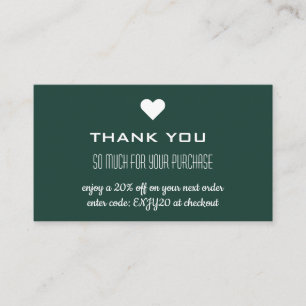 Carte De Visite Merci Emerald Green Rabais Coeur