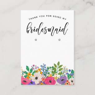 Carte De Visite Merci Floral Bridesmaid Favoriser l'écran d'oreill