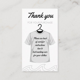 Carte De Visite Merci Instructions de lavage