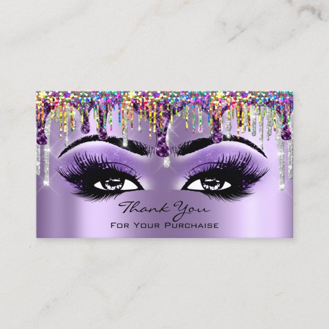 Carte De Visite Merci maquillage Brow Eyelash Drivers Purple Holog (Devant)