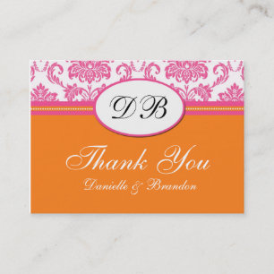 Carte De Visite Merci Mariage rose et orange