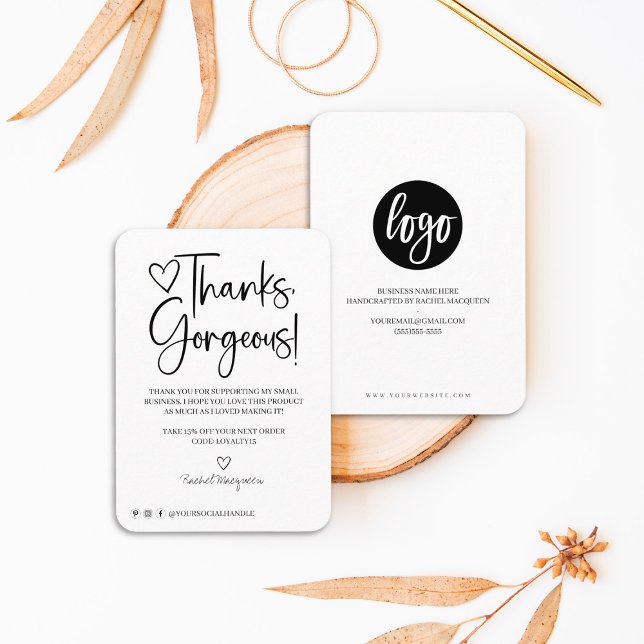 Carte De Visite Merci Minimal magnifique Merci client Script (Créateur téléchargé)