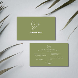 Carte De Visite Merci minimaliste d'oiseaux verts