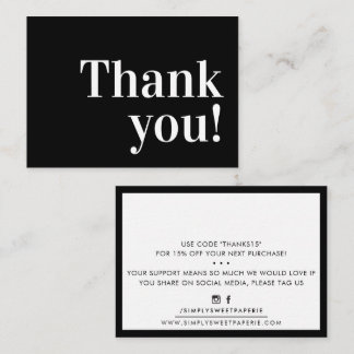 Carte De Visite MERCI moderne business insert serif noir blanc
