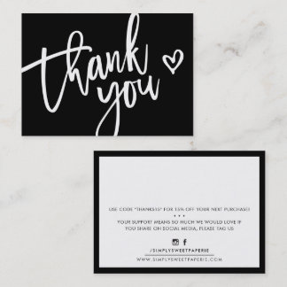 Carte De Visite MERCI moderne business insert tag noir blanc
