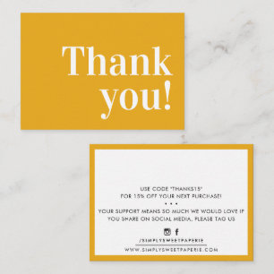 Carte De Visite MERCI moderne entreprise insert serif jaune