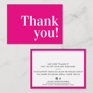 Carte De Visite MERCI moderne entreprise insert serif rose chaud