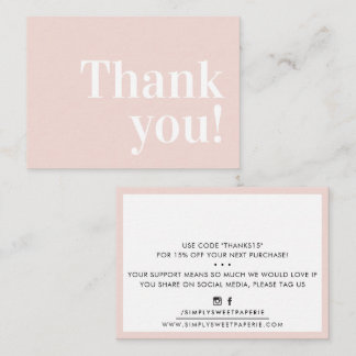 Carte De Visite MERCI moderne entreprise insert serif rose rose
