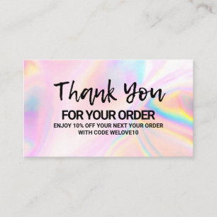 Carte De Visite Merci Pink Holographic instagram Remise
