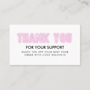 Carte De Visite Merci Pink Neon Instagram Remise