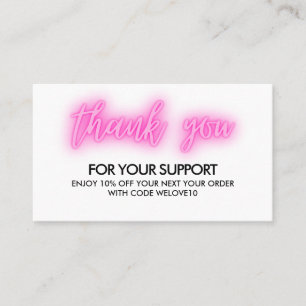 Carte De Visite Merci Pink Neon Instagram Remise