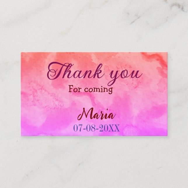 Carte De Visite Merci pour la fête d'anniversaire à venir ajouter  (Devant)