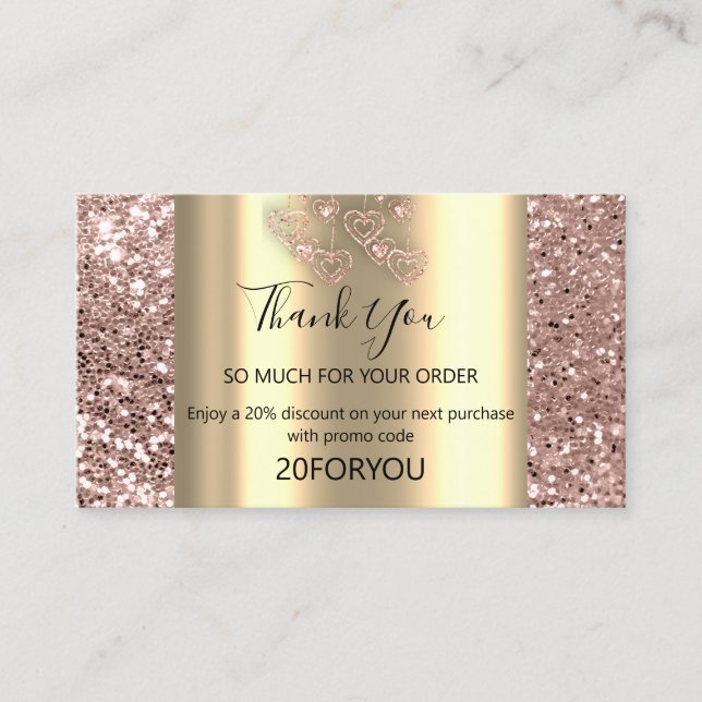 Carte De Visite Merci POUR L'ACHAT Instagram Code de réduction (Devant)