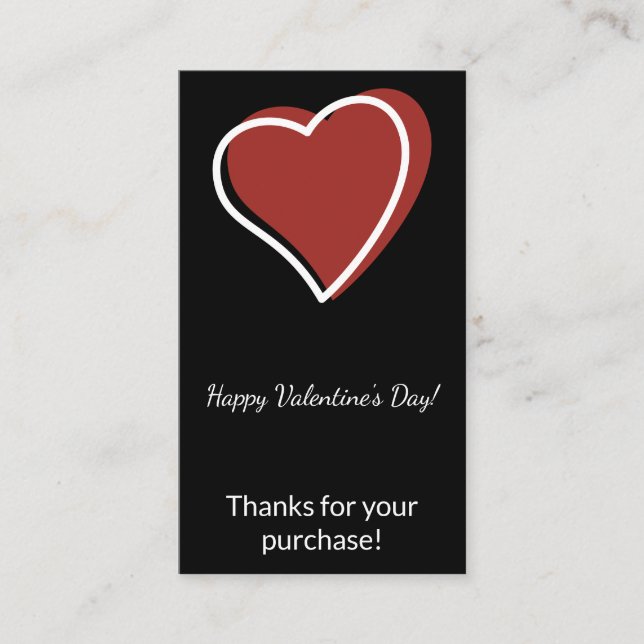 Carte De Visite Merci pour votre achat de la Saint-Valentin (Devant)