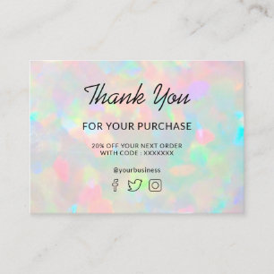 Carte De Visite merci pour votre achat opal photo