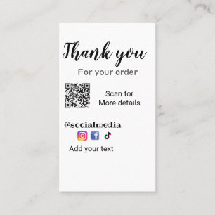 Carte De Visite Merci pour votre commande ajouter q r coordonnées