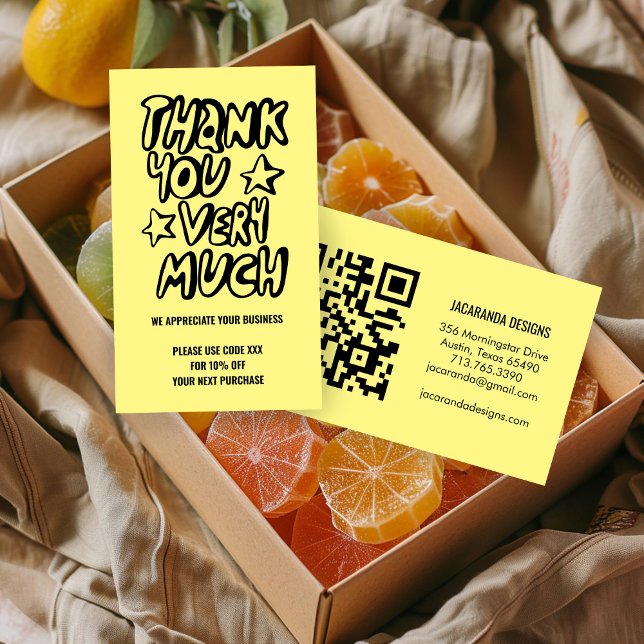 Carte De Visite Merci pour votre commande CODE RABAIS Code QR (Thanks for Your Order DISCOUNT CODE QR Code Thank You for your Business Card
)