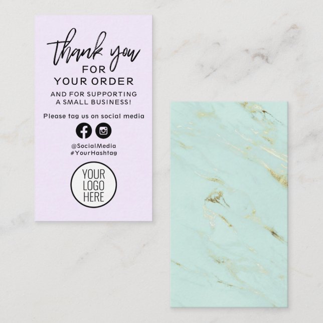 Carte De Visite Merci pour votre commande de marbre pourpre et men (Devant / Derrière)