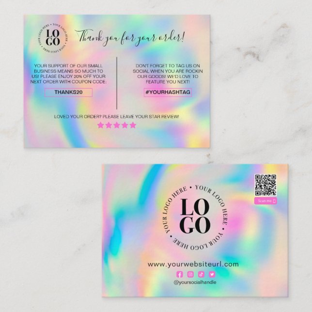 Carte De Visite Merci Pour Votre Commande Entreprise De Remise Cli (Devant / Derrière)