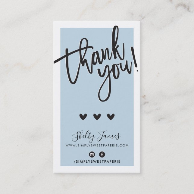 Carte De Visite MERCI POUR VOTRE COMMANDE insérer classe bébé bleu (Devant)