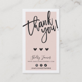 Carte De Visite MERCI POUR VOTRE COMMANDE insérer les socials rose